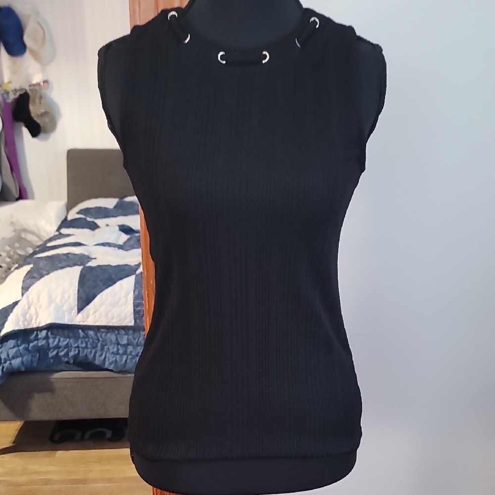 White House Black Market Fitted Black Sleeveless Tank Top